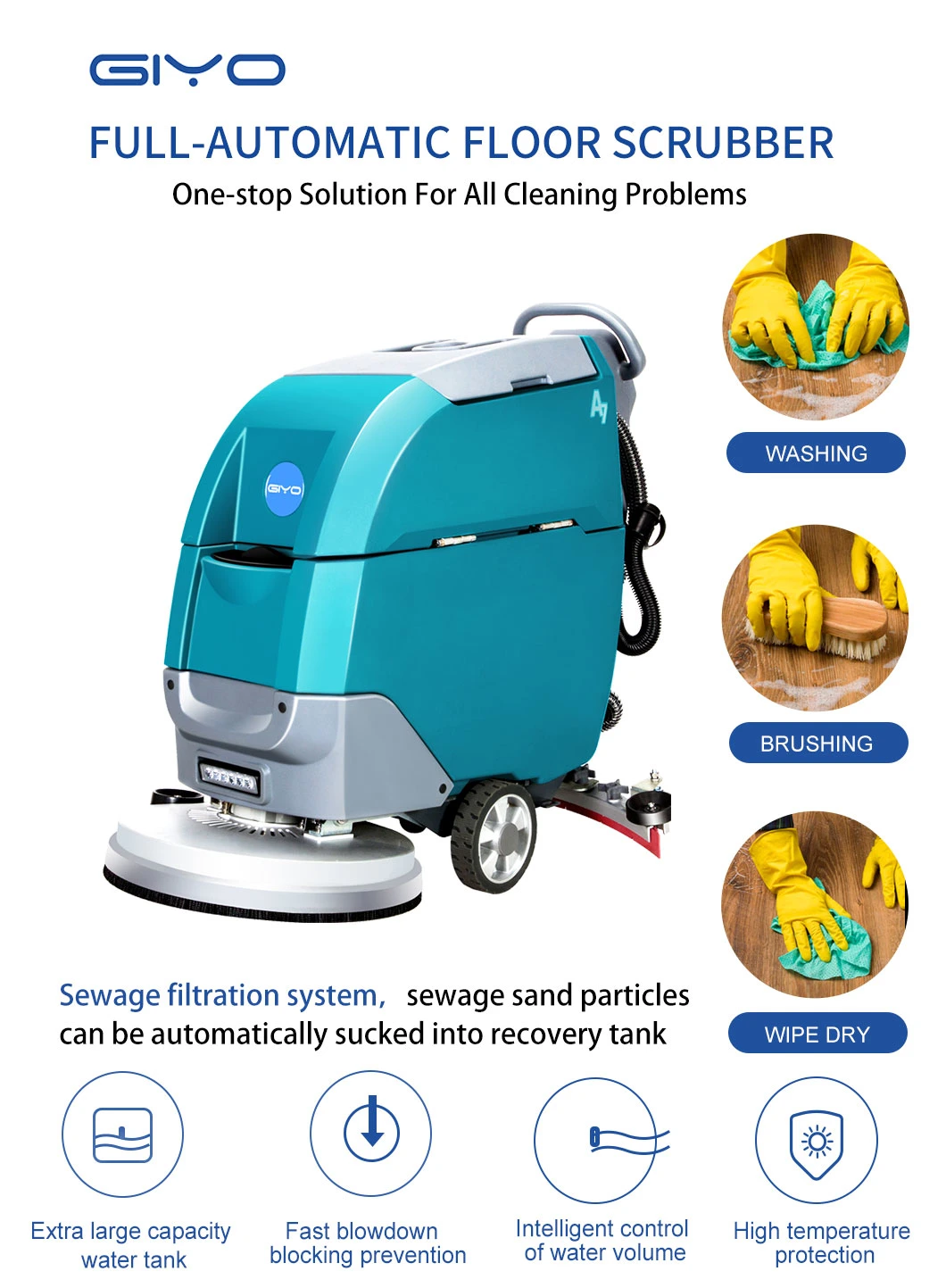 Tile Floor Cleaner Walk Behind Automatic Commercial Floor Scrubber Dryer