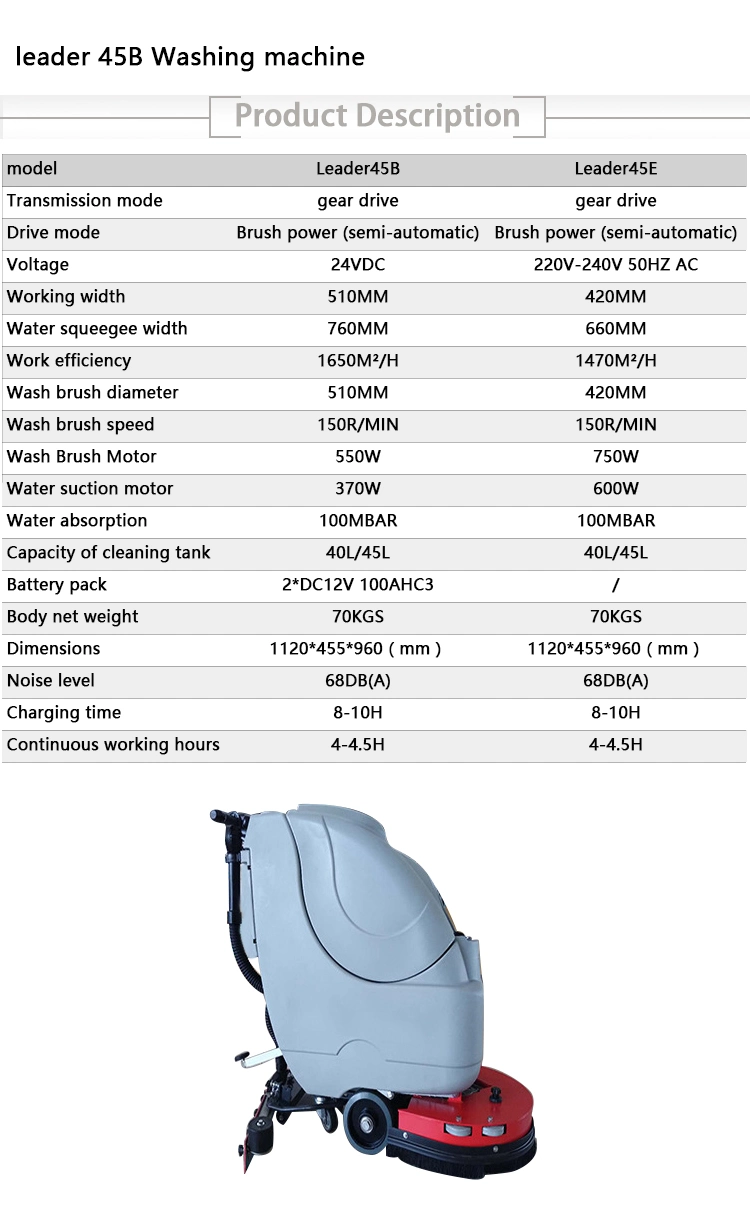 370W Wash Suction Motor Floor Cleaning Machine, Floor Scrubber Dryer